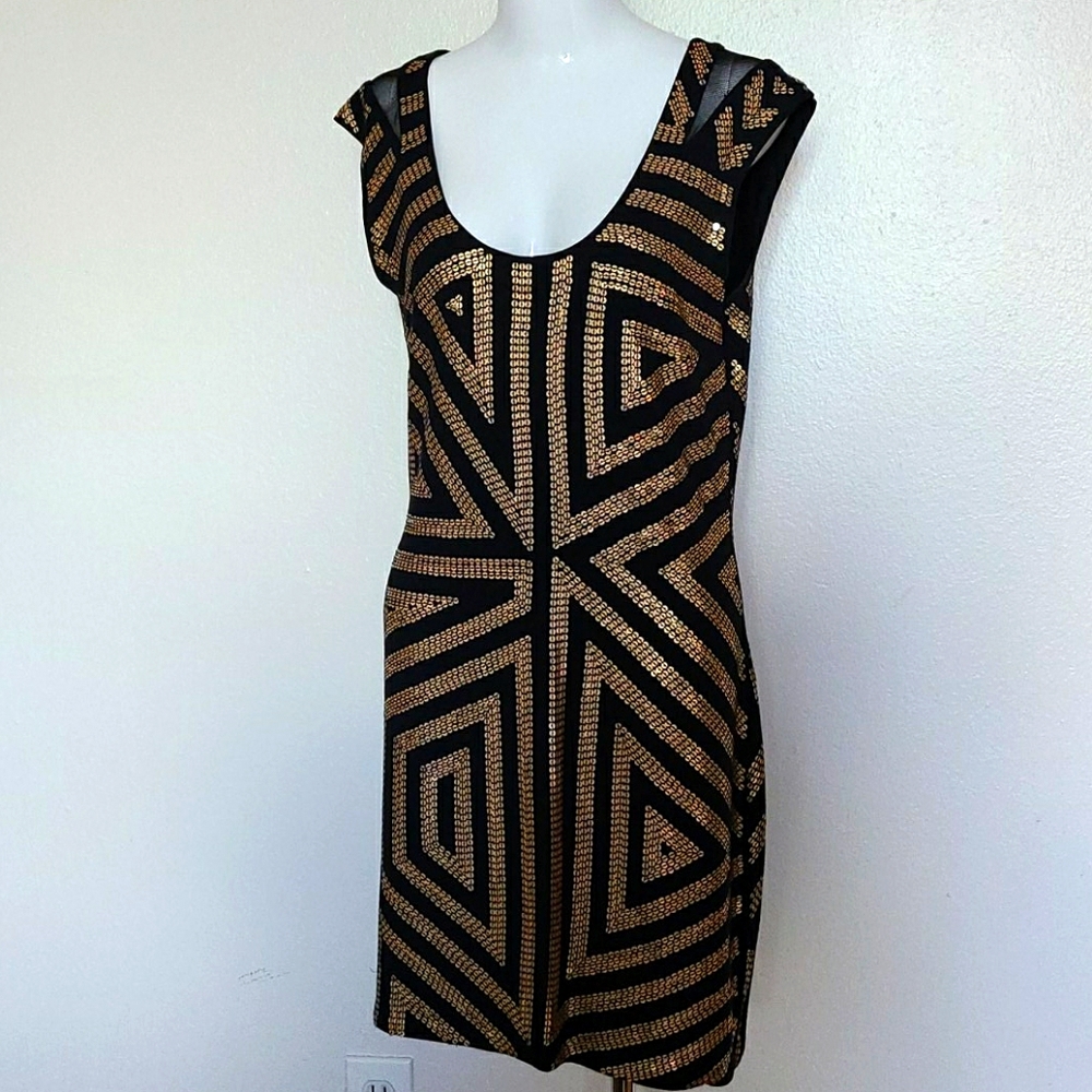 Black and Gold sequin dress